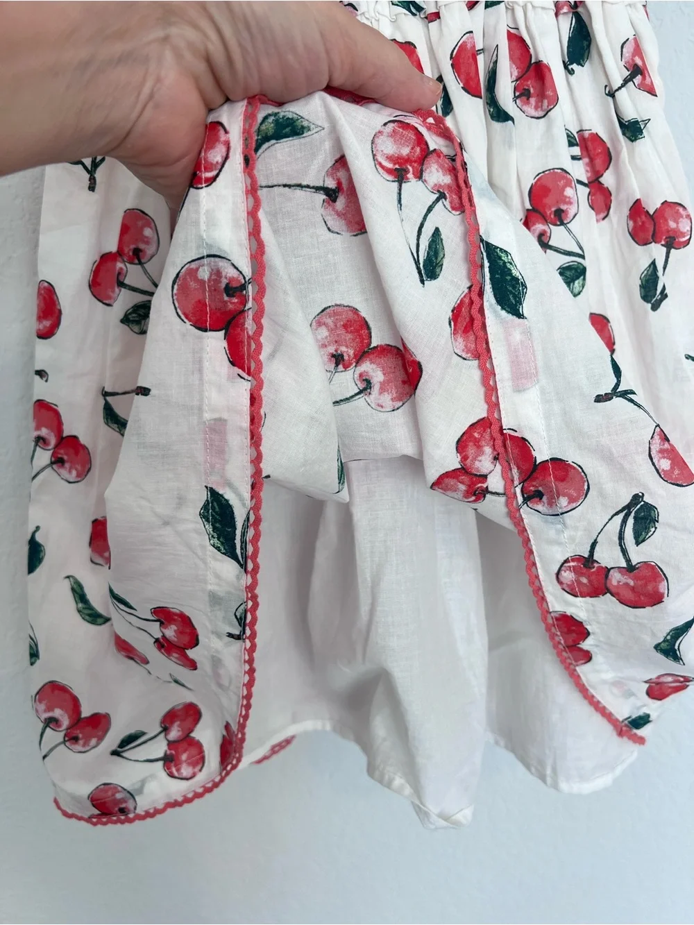 Sigrid Olsen Kids Girls Size 7 Cherry Print Smocked Cotton Dress